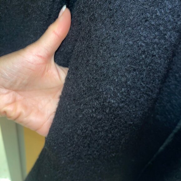 Eileen Fisher Womens Size XL Black Suri Alpaca Coat With Leather Trim Classic - Picture 13 of 14